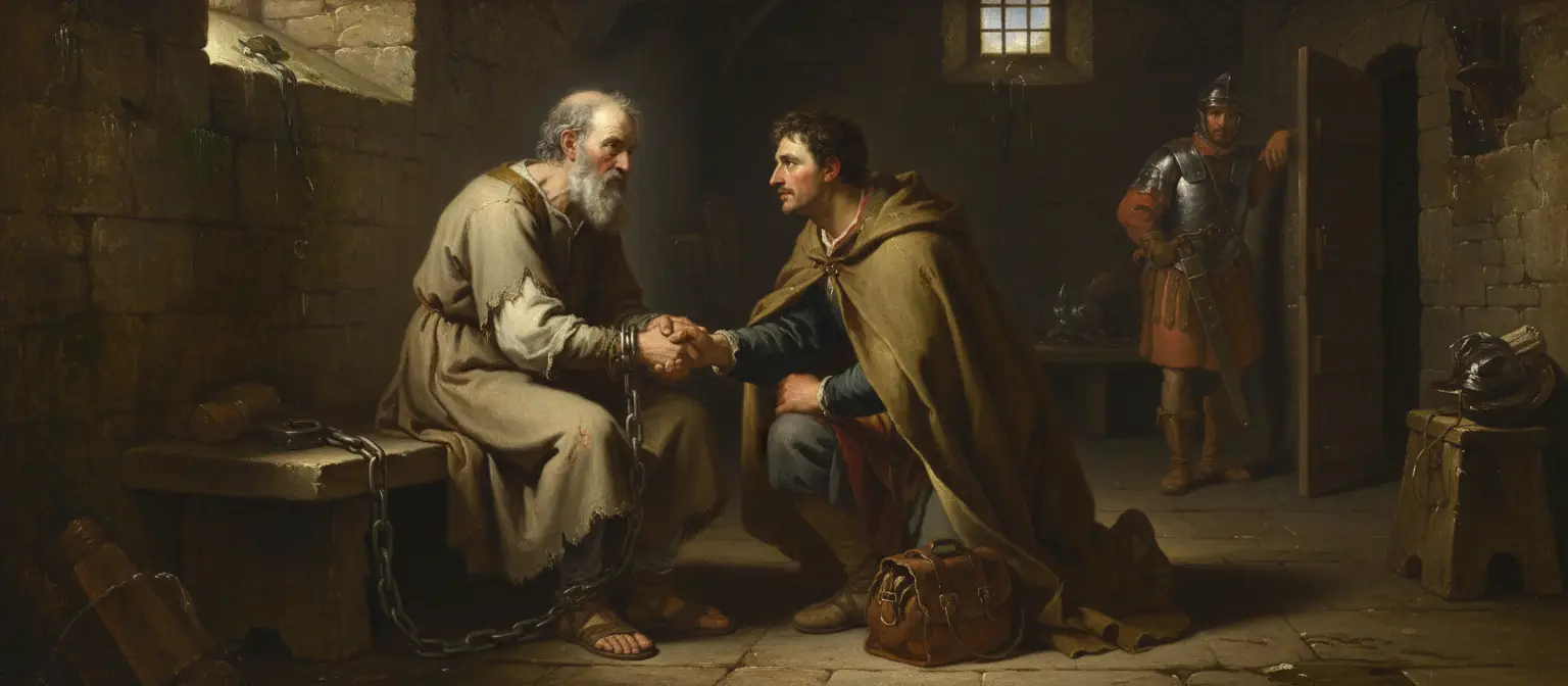 Onesiphorus besucht Paulus im Gefängnis