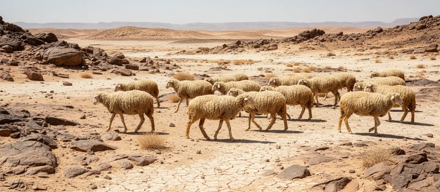 Verirrte Schafe in der Wüste