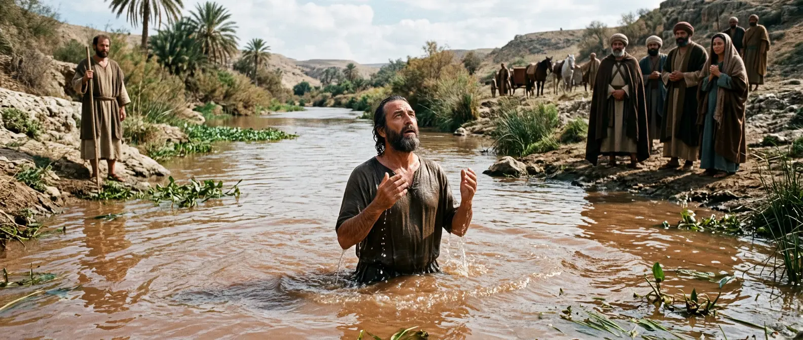 Naeman tauchte im Jordan unter