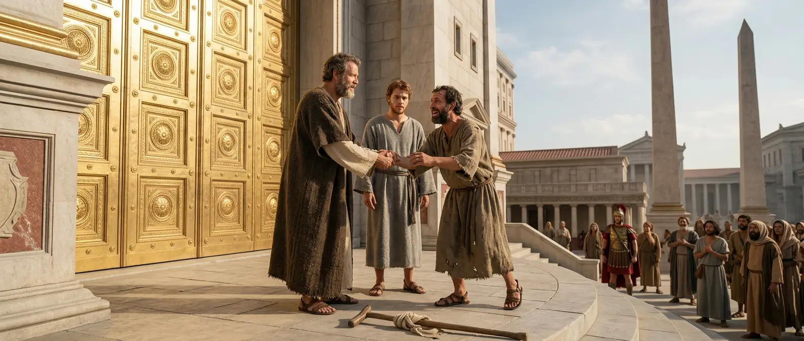 Petrus heilt den Gelaehmten im Namen Jesu Christi