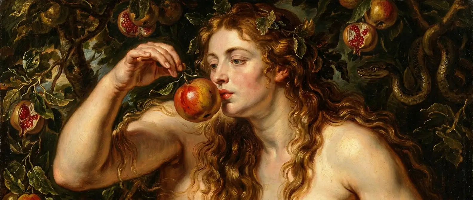 Eva sieht, dass von dem Baum gut zu essen wäre und dass er eine Lust für die Augen wäre und verlockend