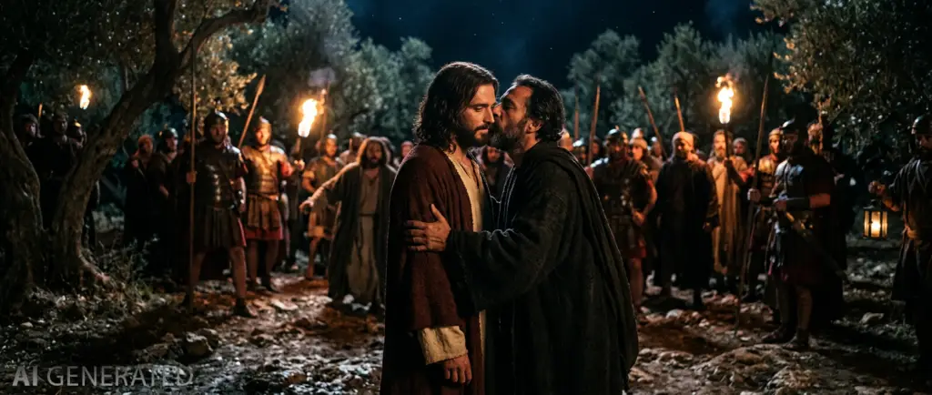 Judas, verrätst du den Menschensohn mit einem Kuss