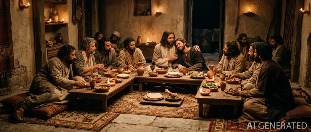 Es war aber einer unter seinen Jüngern, den Jesus liebhatte, der lag bei Tisch an der Brust Jesu.